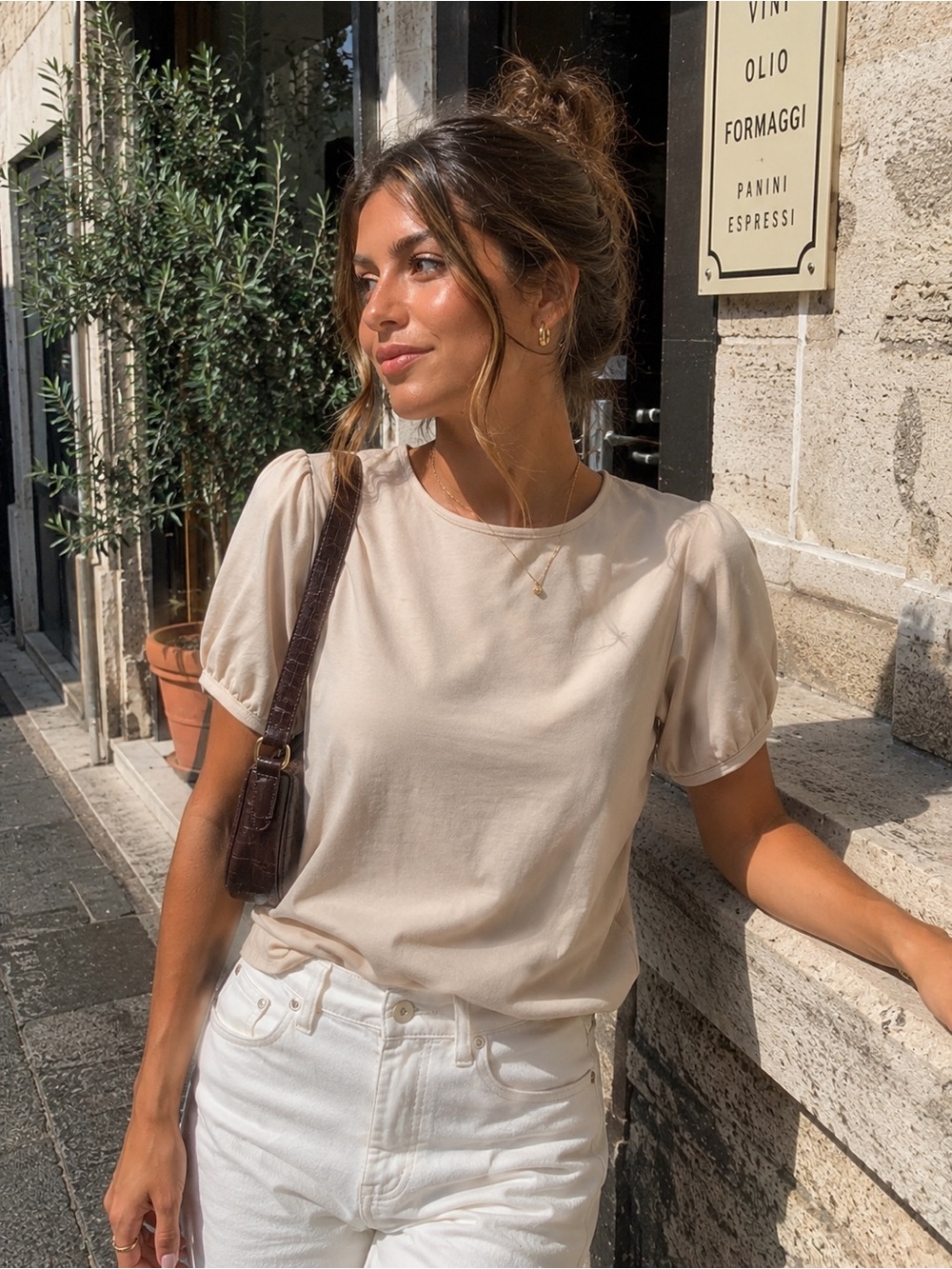 NWT Antonio Melani Puff Sleeve Tee | Size Small | 100% Cotton Quiet Luxury